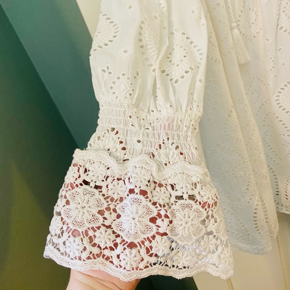 NWOT Spell & the Gypsy Collective White Dylan Smock Dress - Picture 15 of 17